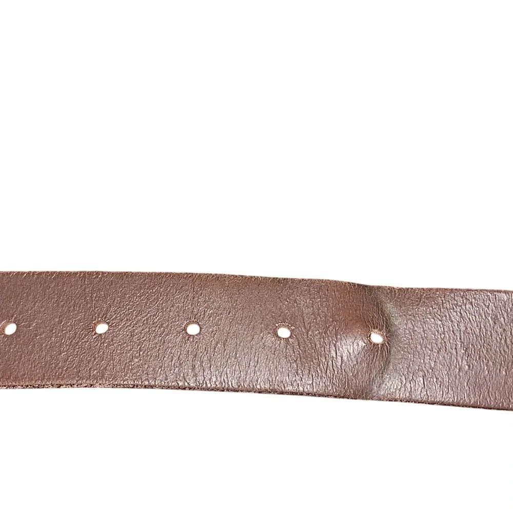2000's Levi's‎ Brown Leather Belt Brass Buckle Simple Classic Everyday Workwear